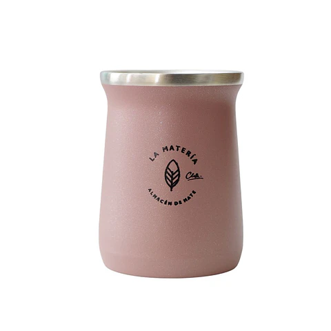 Mate de acero térmico grande La Matería Chile rosa glitter