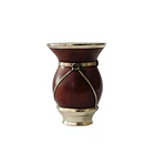 Mate calabaza premium con virola cincelada y armazón y base de alpaca 1