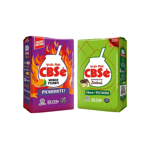 Pack Yerba Mate Cbsé Mango Picante y Chocolate Dubai