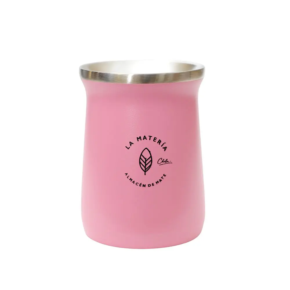 Mate de acero térmico grande La Matería Chile Rosa 
