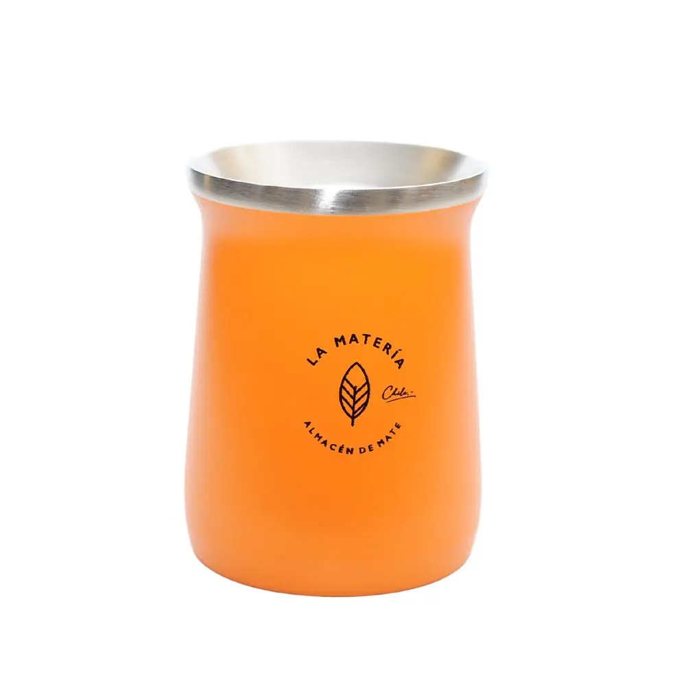 Mate de acero térmico grande La Matería Chile Naranja 