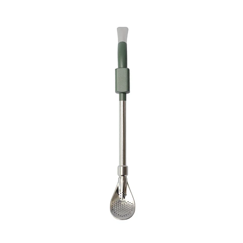 Bombilla inox pico de loro con filtro pala verde militar