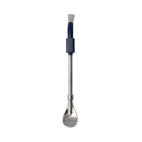 Bombilla inox pico de loro con filtro pala azul