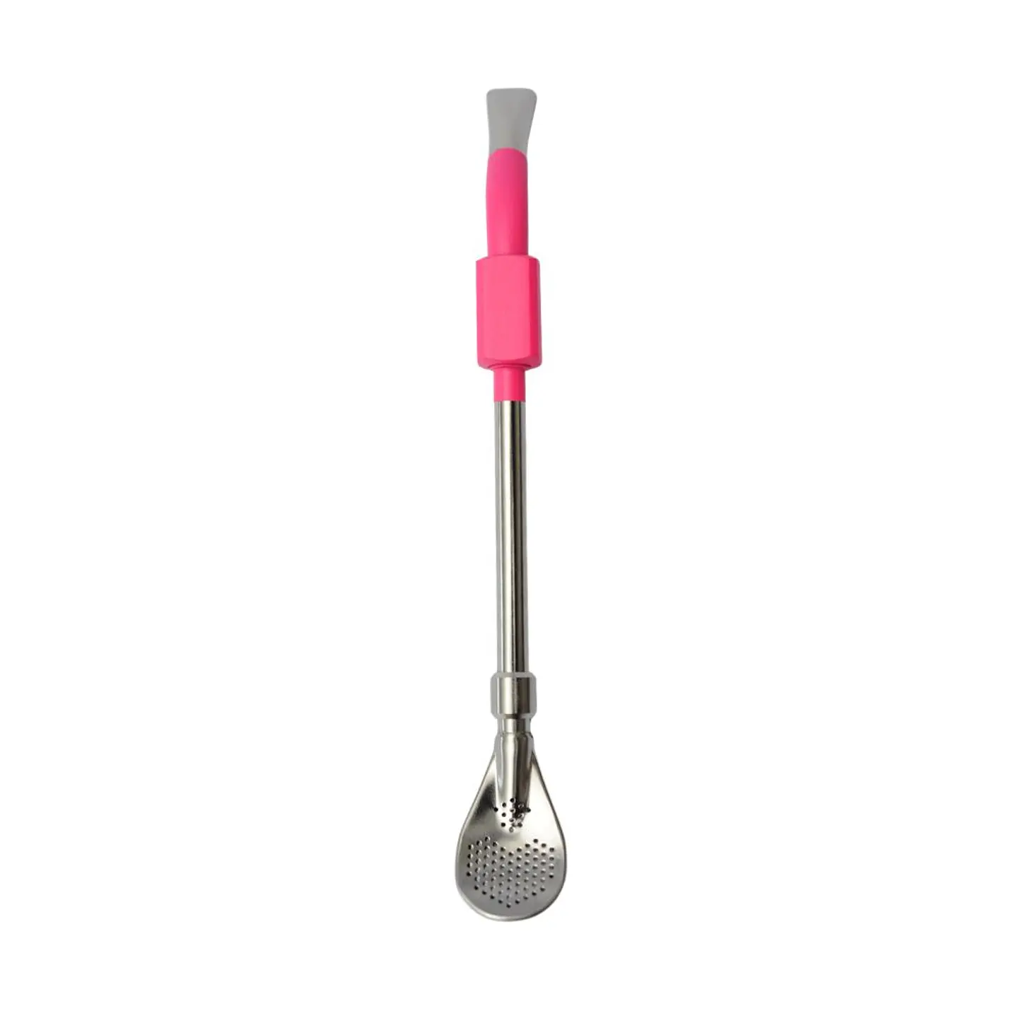 Bombilla inox pico de loro con filtro pala rosa fucsia 1