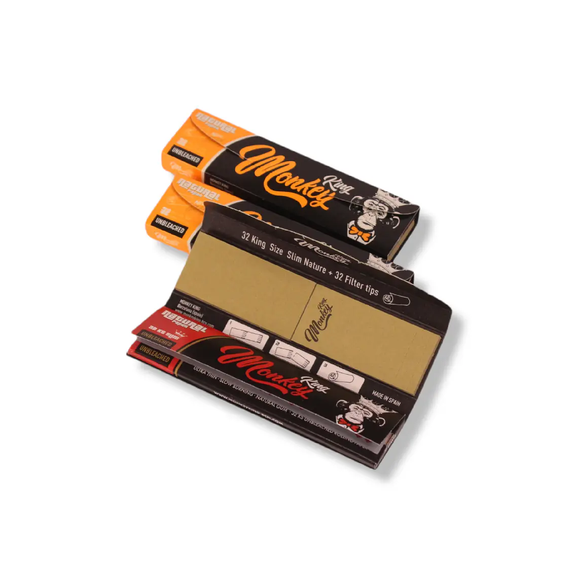 MONKEY KING - PAPELILLOS SLIM KINGSIZE UNBLEACHED + TIPS  1