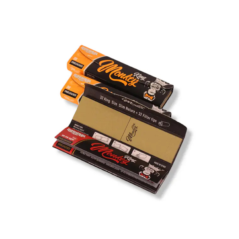 MONKEY KING - PAPELILLOS SLIM KINGSIZE UNBLEACHED + TIPS  1