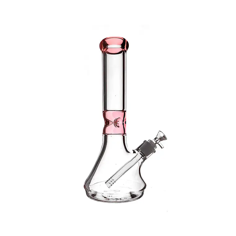 CALVO GLASS - BONG BEAKER TRASLUCIDO DETALLES ROSADOS  1