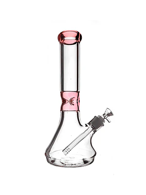 CALVO GLASS - BONG BEAKER TRASLUCIDO DETALLES ROSADOS 