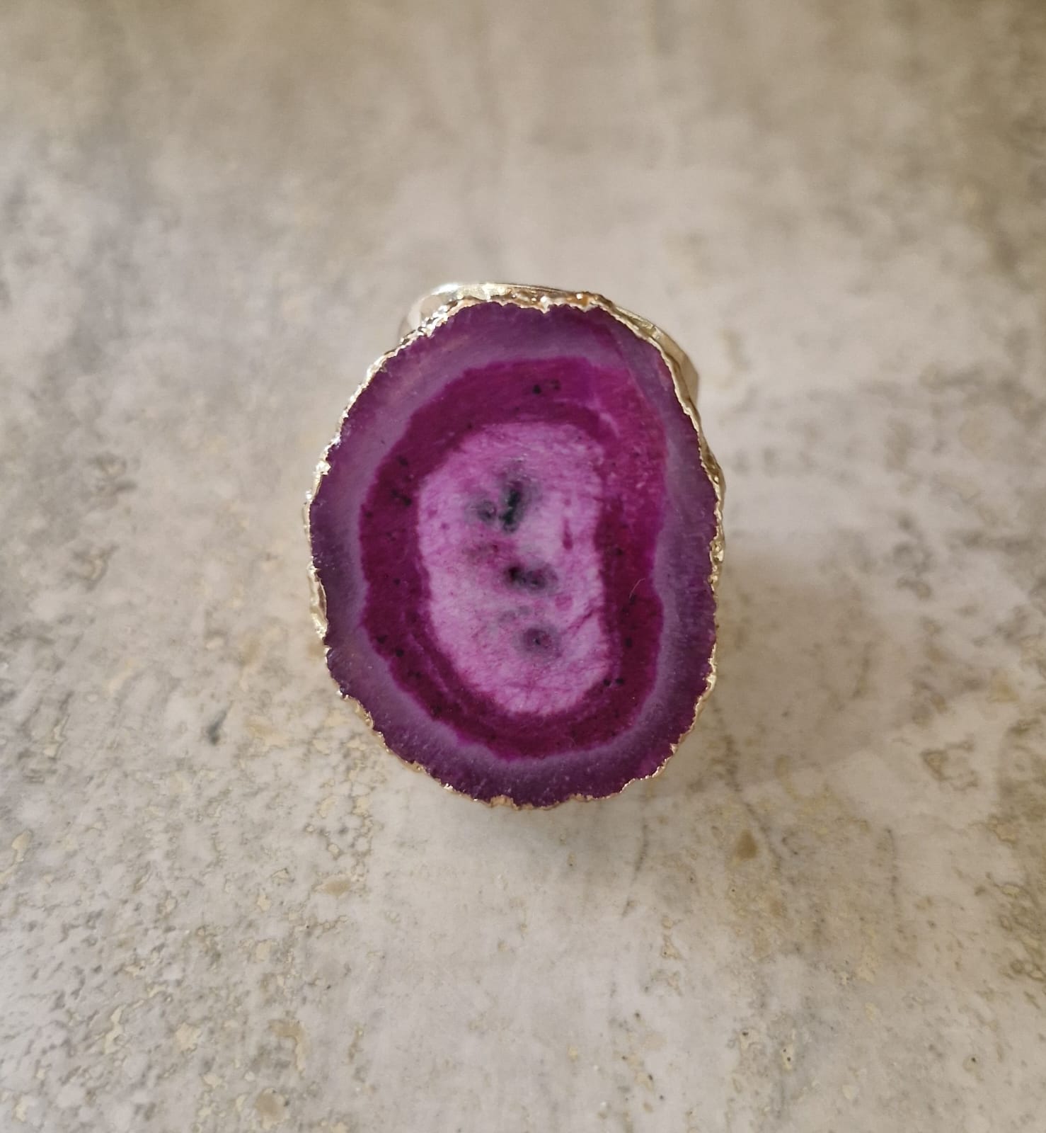 ANILLO PIEDRA FUCCIA DORADO