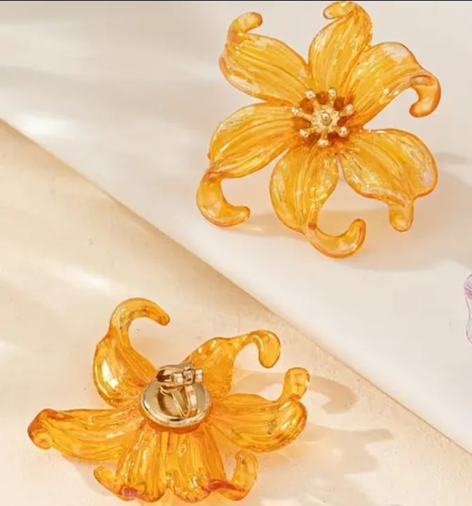 Aros Doble Flores - Dorado