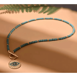 Collar Mostacillas Azul Ojo Turco