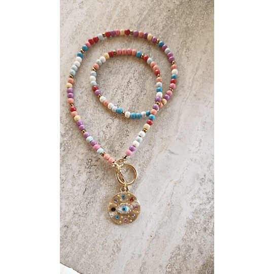 Collar Mostacillas Colores Ojo Turco