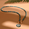 Collar Mostacillas Azul Ojo Turco Redondo