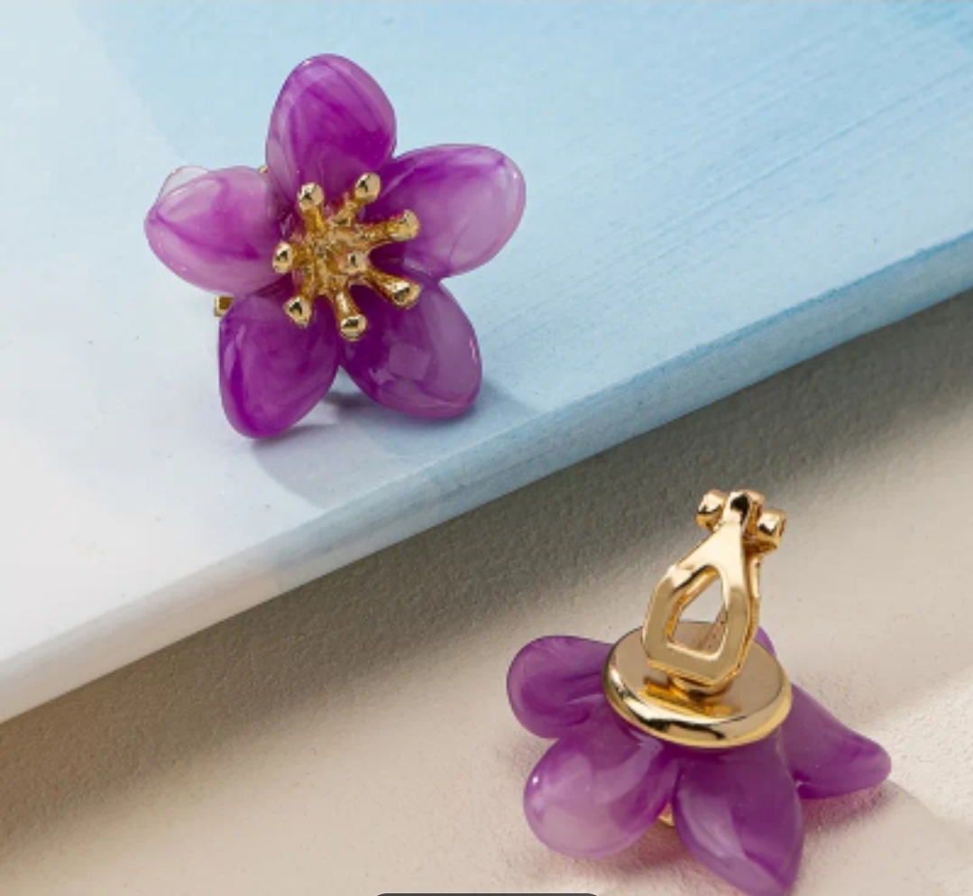 AROS CLIP FLORES MORADAS