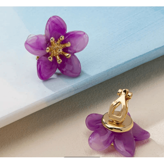 AROS CLIP FLORES MORADAS