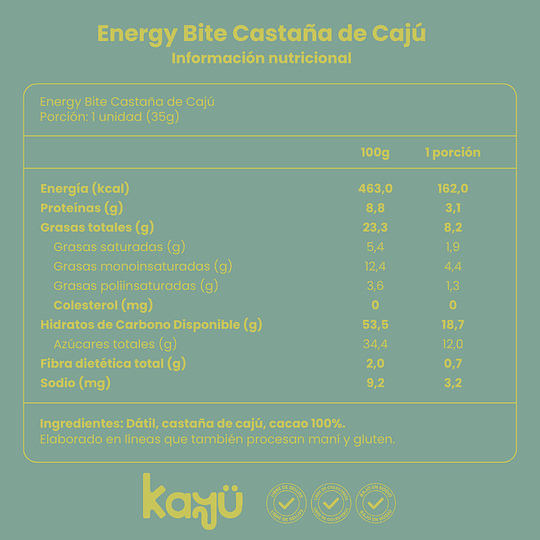 Energy bite Castaña de Caju