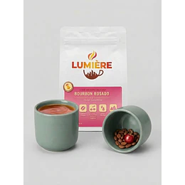 CAFÈ GRANO BOURBON ROSADO & CUENCOS AZUL/CELESTE