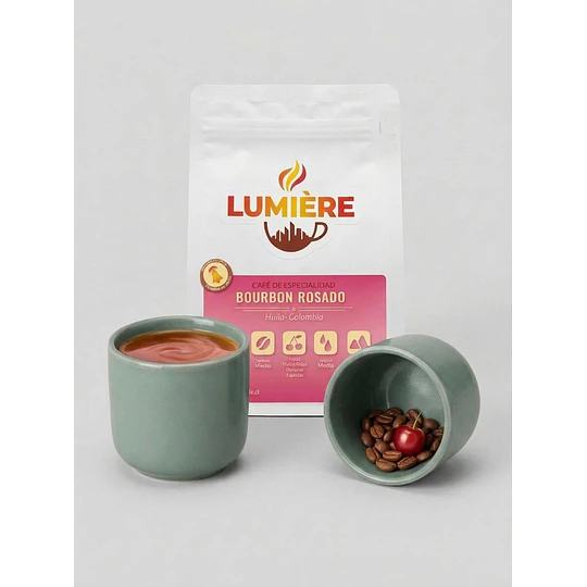 CAFÈ GRANO BOURBON ROSADO & CUENCOS AZUL/CELESTE