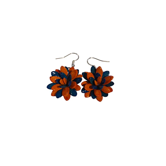 AROS FLOR PEPITA MELON NARANJA Y AZUL VERDOSO