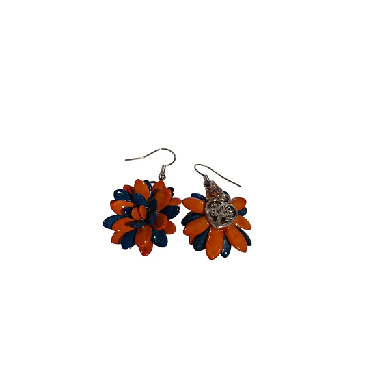 AROS FLOR PEPITA MELON NARANJA Y AZUL VERDOSO