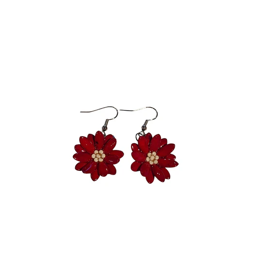 AROS FLOR PEPITA MELON ROJOS