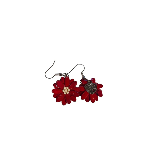 AROS FLOR PEPITA MELON ROJOS