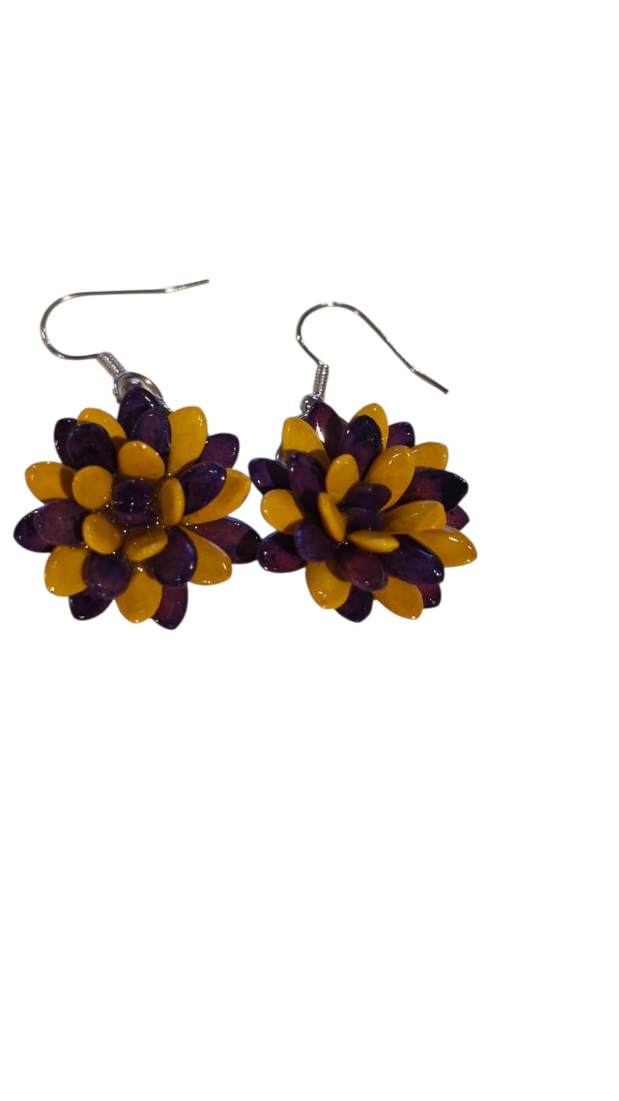 AROS FLOR PEPITA MELON AMARILLO CON MORADO