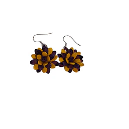 AROS FLOR PEPITA MELON AMARILLO CON MORADO