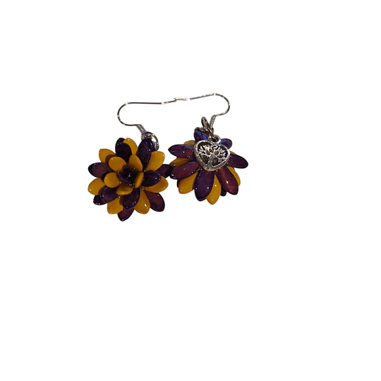 AROS FLOR PEPITA MELON AMARILLO CON MORADO