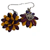 AROS FLOR PEPITA MELON AMARILLO CON MORADO