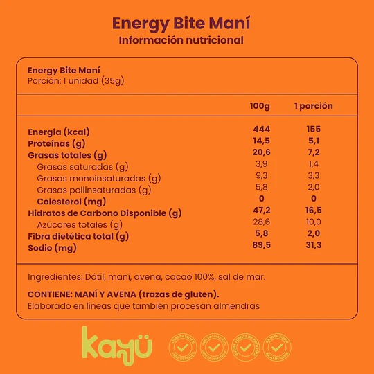 Pack Energy Bite Maní 6 Un