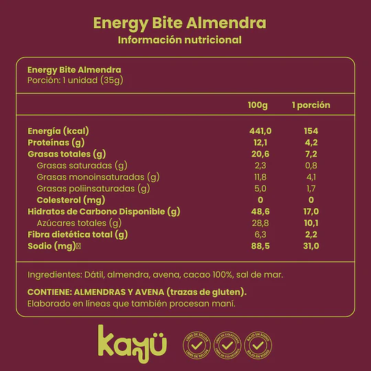 Pack Energy Bite Almendra 6 Un