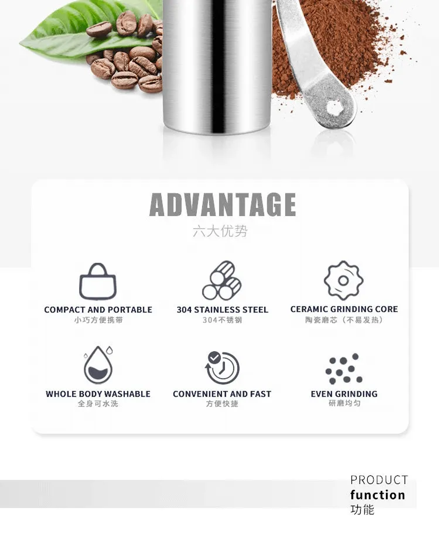 Molinillo de Café Manual de Acero Inoxidable  7