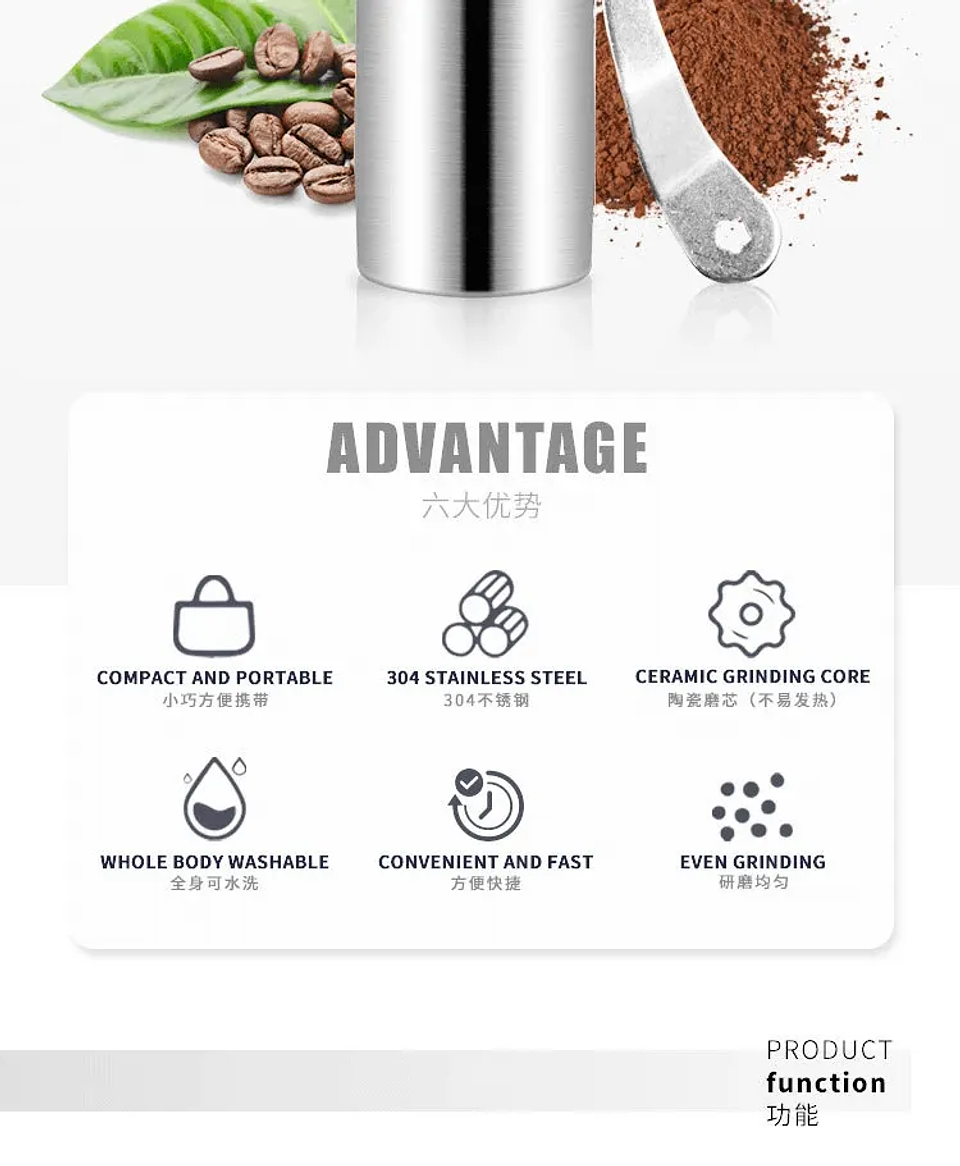 Molinillo de Café Manual de Acero Inoxidable  7