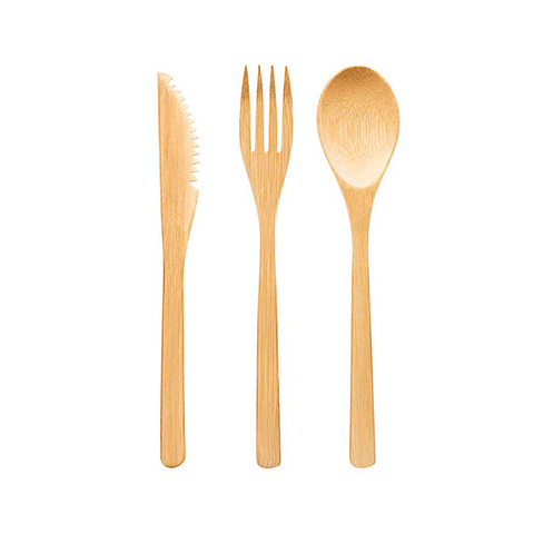 Set de Cubiertos de Bamboo con Bolsa de Algodón 