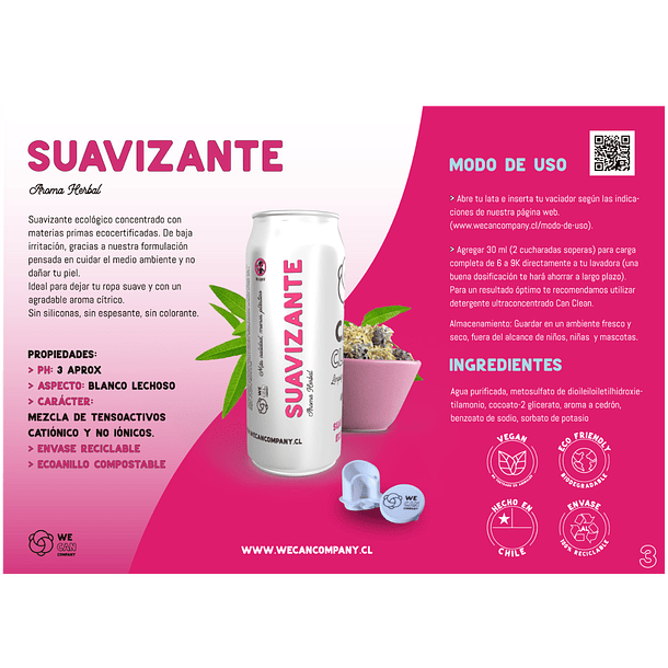 Suavizante de Ropa  en Lata Can Clean 450mL 3