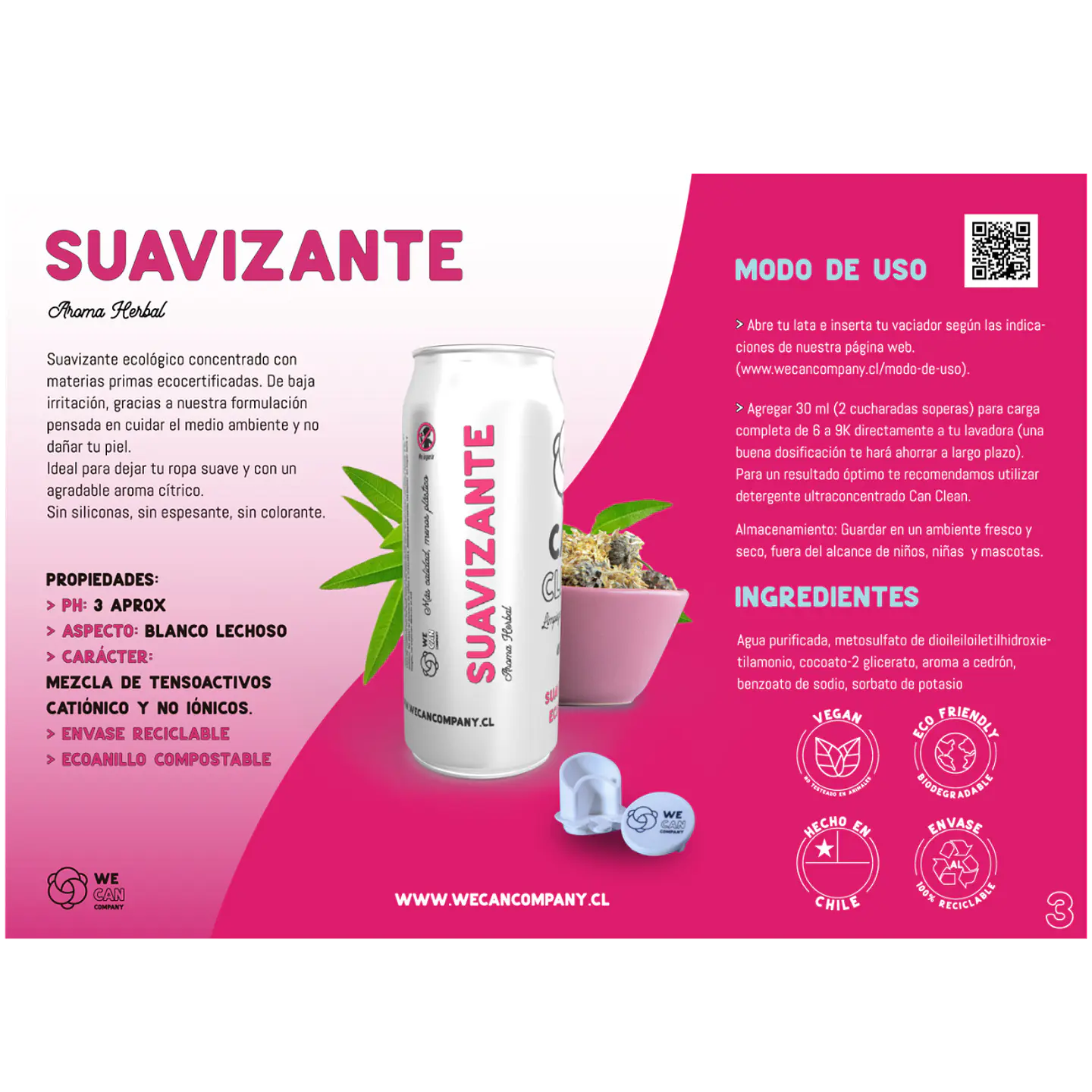 Suavizante de Ropa  en Lata Can Clean 450mL 3