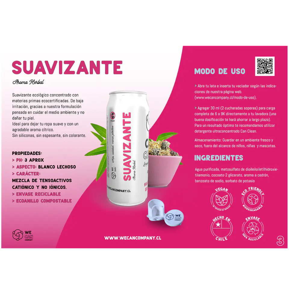 Suavizante de Ropa  en Lata Can Clean 450mL 3