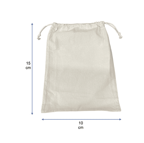 Saco reutilizable de algodón 15 x 10 cm – Buena Vibra Bags