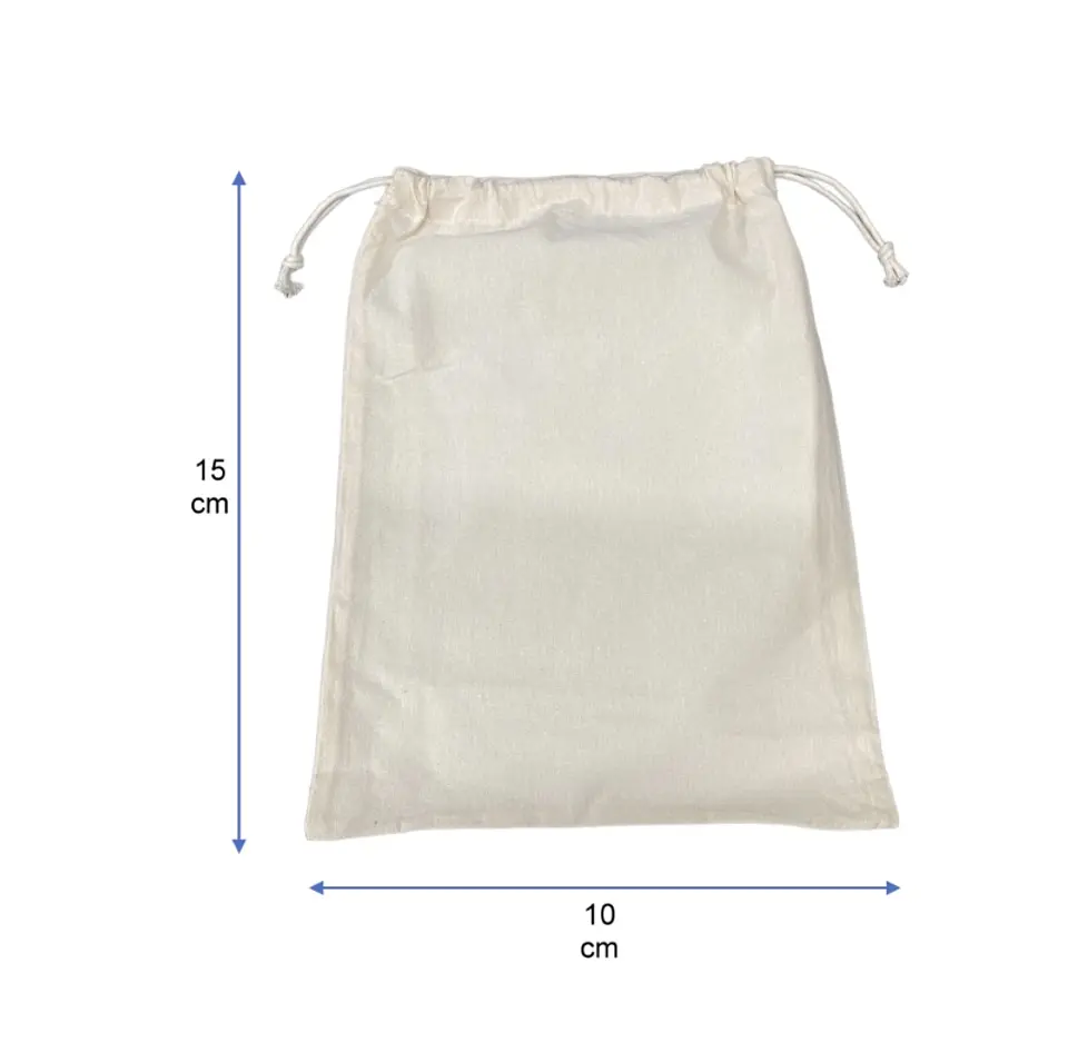 Saco reutilizable de algodón 15 x 10 cm – Buena Vibra Bags 1