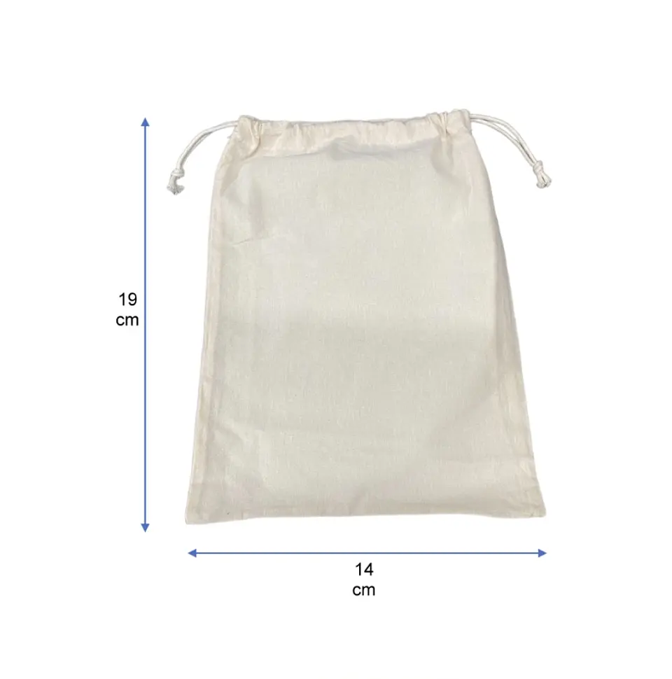 Saco reutilizable de algodón 19 x 14 cm – Buena Vibra Bags 1