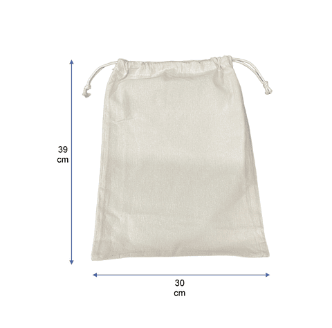 Saco reutilizable de algodón 39 x 30 cm – Buena Vibra Bags