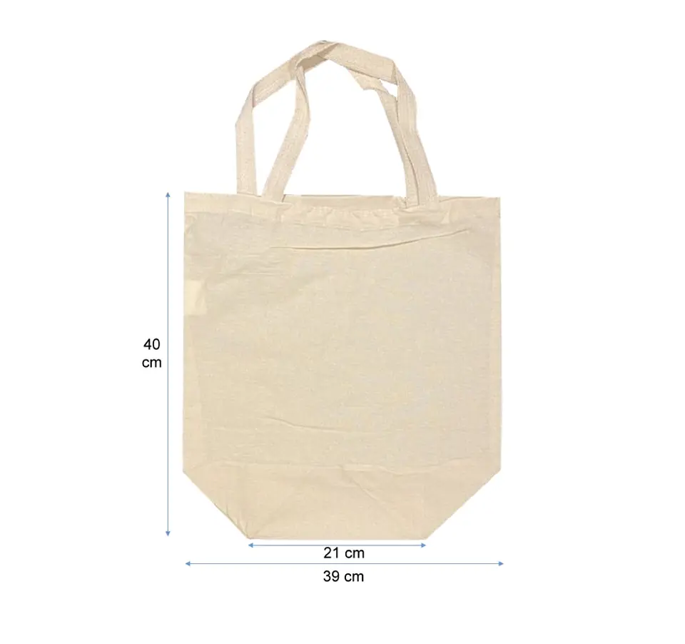 Bolsa reutilizable de crea 39 x 40 cm con asas y fuelle 18 cm – Buena Vibra Bags 1