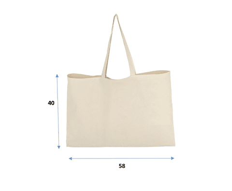 Bolsa reutilizable de crea 58 x 40 cm con asas y fuelle 10 cm – Buena Vibra Bags