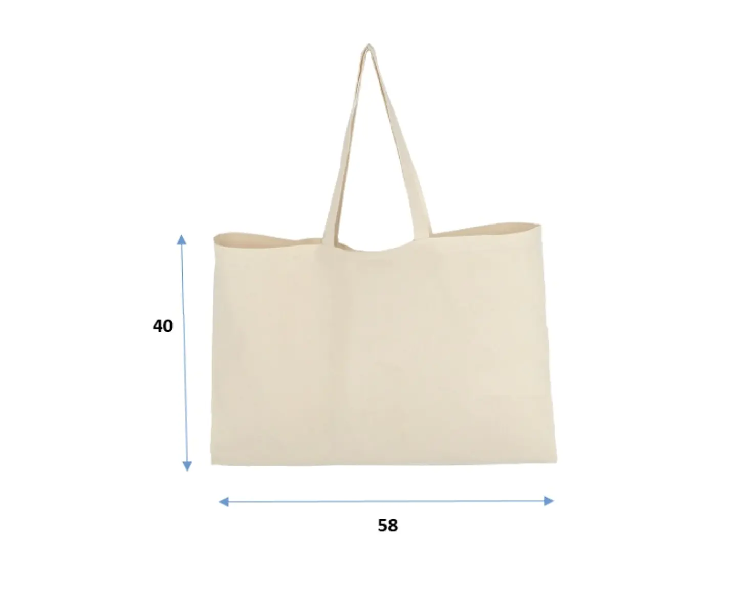 Bolsa reutilizable de crea 58 x 40 cm con asas y fuelle 10 cm – Buena Vibra Bags 1