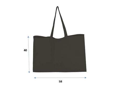 Bolsa reutilizable negra de crea 58 x 40 cm con asas y fuelle 10 cm – Buena Vibra Bags