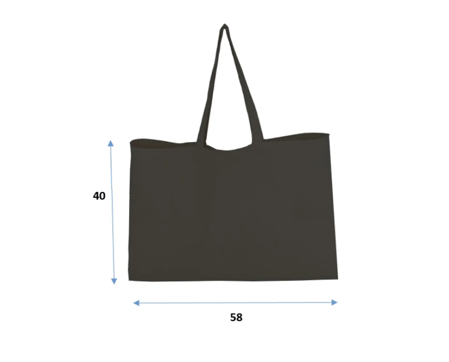 Bolsa reutilizable negra de crea 58 x 40 cm con asas y fuelle 10 cm – Buena Vibra Bags 1