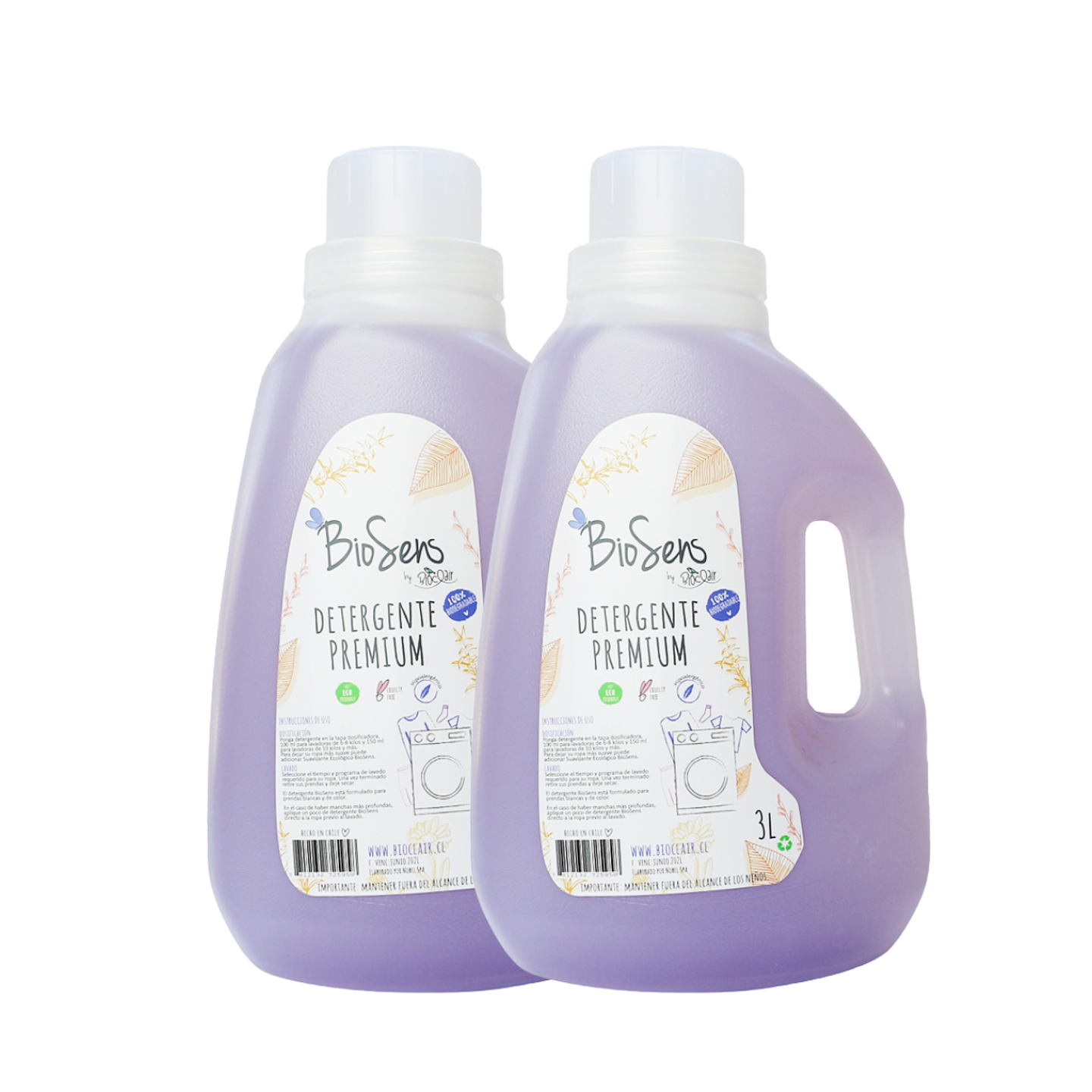 Pack 2 Detergente de Ropa Liquido Premium Biosens 3LT 1