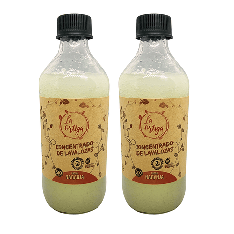 Pack 2 Concentrados de Lavalozas 500 ml — Vidrio Reutilizable | Aroma Naranja & Aloe Vera