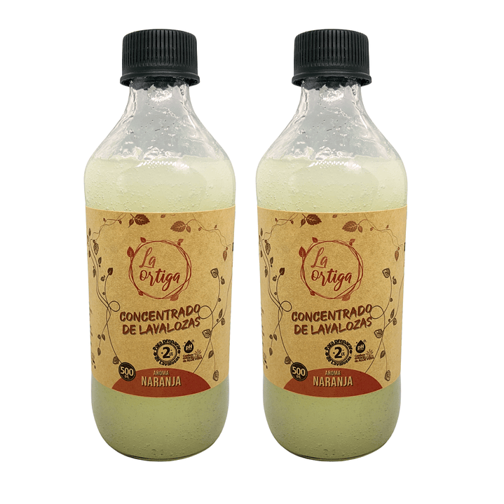Pack 2 Concentrados de Lavalozas 500 ml — Vidrio Reutilizable | Aroma Naranja & Aloe Vera 1